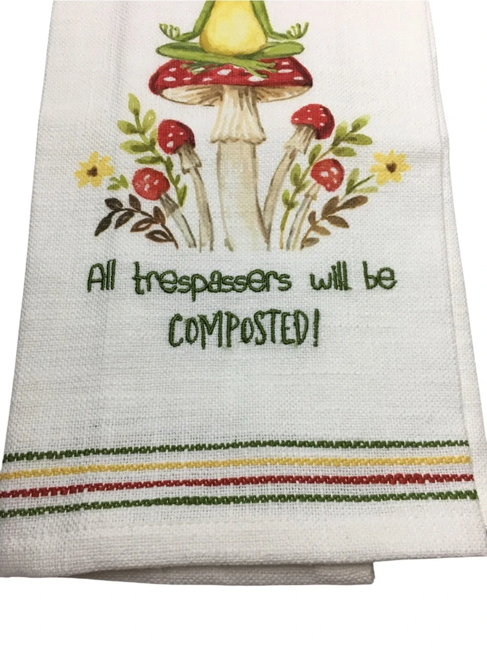 KAY DEE DESIGNS Cotton Dish Towel Frog Funny In My Happy Place Kitchen Decor
